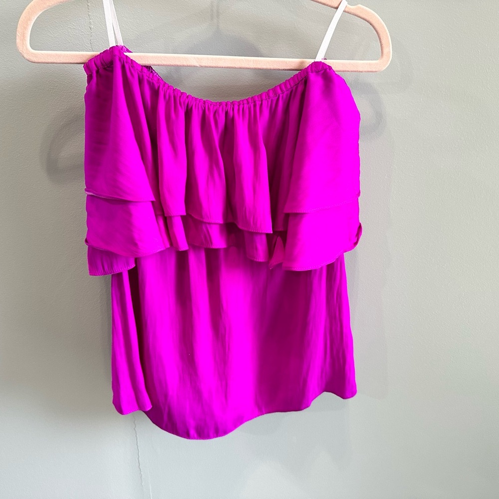 Lilly Pulitzer Women’s Fuchsia Ruffled Spaghetti Strap Top
